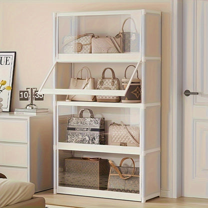 Modern Metal Frame Storage Organizer with Lid, Dustproof Design for Bedroom, Living Room, Kitchen, Study, Office - Large Capacity