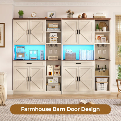 Kitchen Pantry Storage Cabinet With Bar Cabinet Drawers & Shelves, Freestanding Hutch And Adjustable Shelves, Versatile Storage