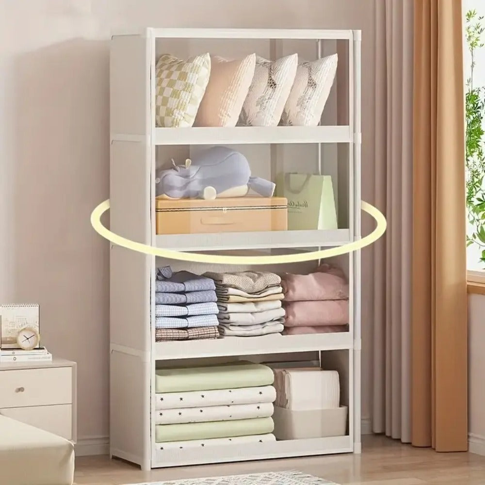 Modern Metal Frame Storage Organizer with Lid, Dustproof Design for Bedroom, Living Room, Kitchen, Study, Office - Large Capacity