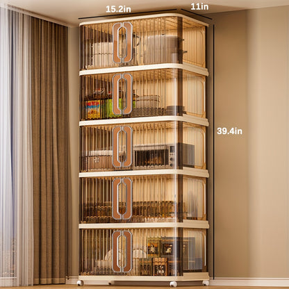 4\u002F5 Layer Stackable Storage Boxes with Lids And Wheels - Plastic Storage Boxes, Foldable Storage Boxes with Doors, Kitchen Storage Boxes, Folding Cabinets, Bathroom Storage Boxes, Closet Organizers And Storage Cabinets for Home, Office, Kitchen